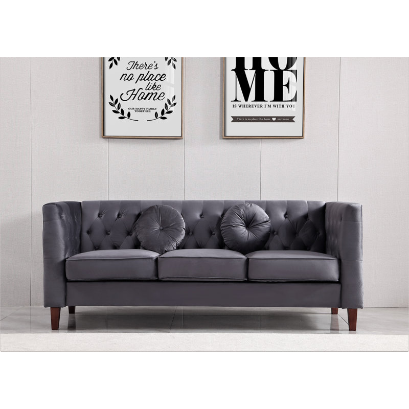 Shonetta 81.5'' Velvet Sofa, Gray Velvet