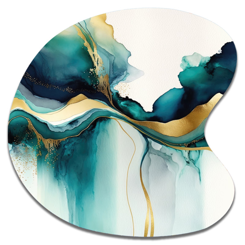 Bardot - Abstrait liquide encre liquide, art asymétrique en métal, H 27 po x l 27 po