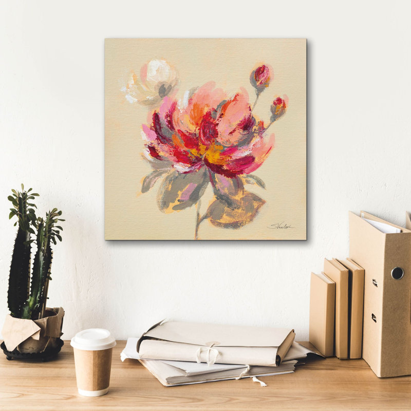 Toile épique Graffiti «Blooming Peony 1» par Silvia Vassileva, 18 po x 18 po, H 18 po x l 18 po
