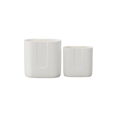 Ceramic Oval Pot Gloss Finish White-10.00"H