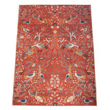 Modern Burnt-Orange Bird Design Machine Washable Rug with Built-in Padding & Non-Slip Backing