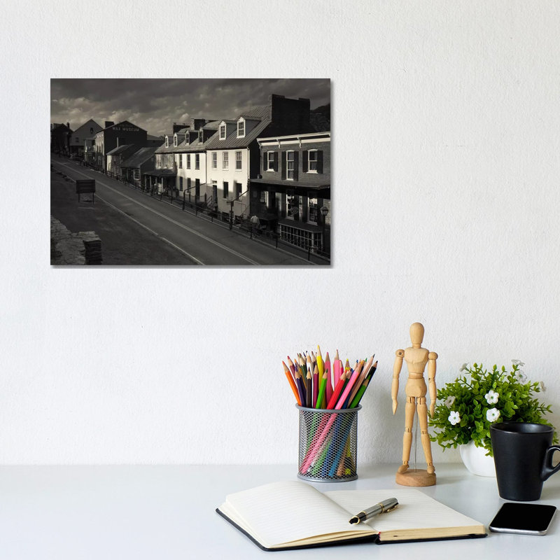 Buildings Along A Street, High Street, Harpers Ferry National Historic Park, Harpers Ferry, West Virginia, USA - Wrapped Canvas Print