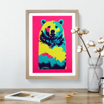 Neon Bear - Framed Print