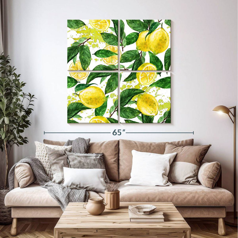 Yarlin Lemon Leaves Pattern, 45" H x 45" W