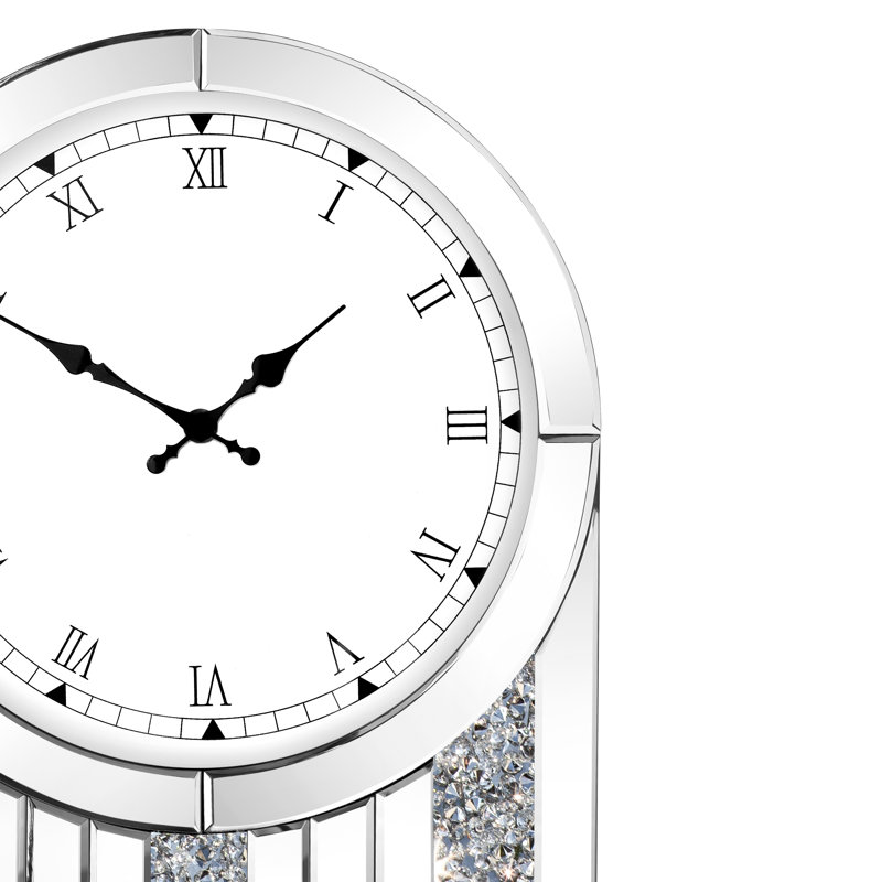 37x55cm  Table Clock Modern Mirrored Glass Accent Clock