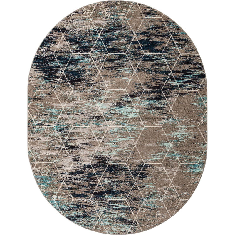 Johnstonville Geometric Indoor Rug, Oval 7'10" x 10'