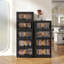 Black, 24" Side Wide Folding Storage Cabinet ,5 Tiers,23.62"×13.78"×59.84",Collapsible Storage Bins With Magnetic Door, Plastic Storage Cabinet With Wheels-1774565800