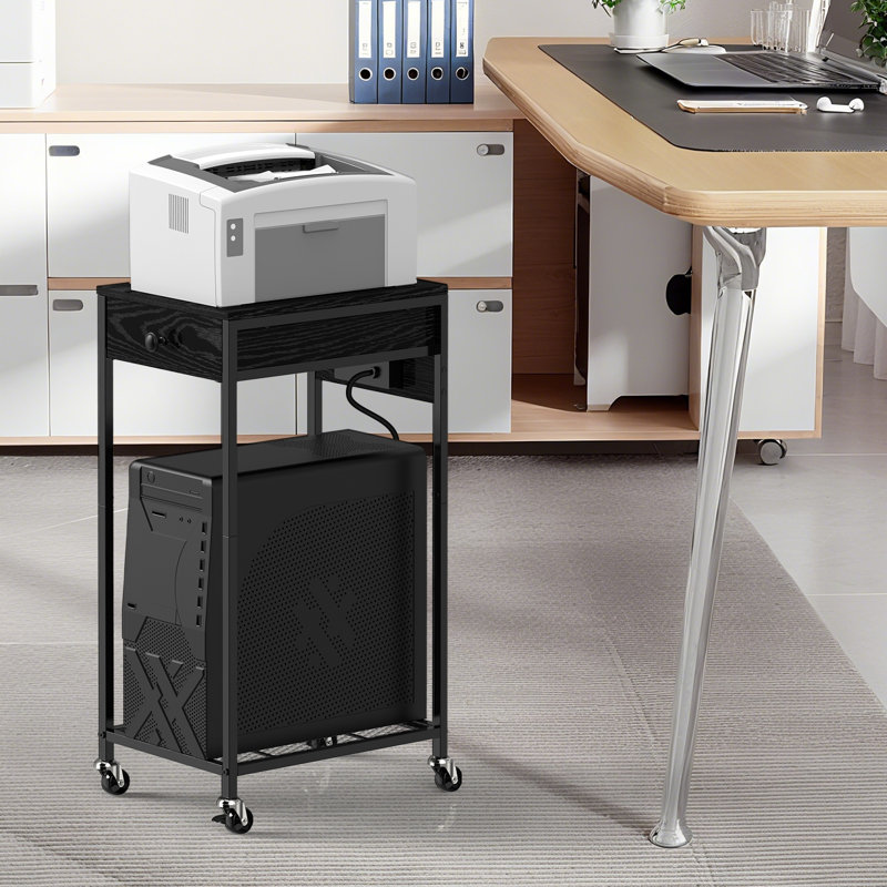 Printer Stand - Black with Power Strip