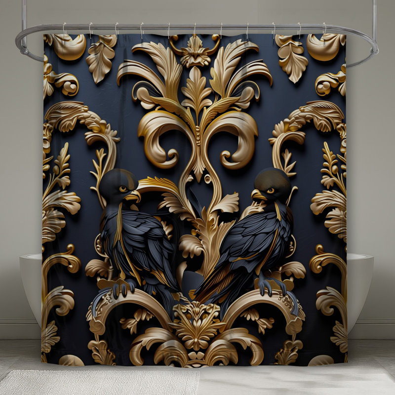 Rideaux de douche Ornate Birds Flourish, L 70 po x H 84 po