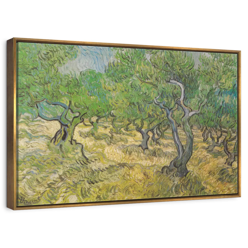 Olive Grove, 19 po x 13 po, Cadre flottant doré