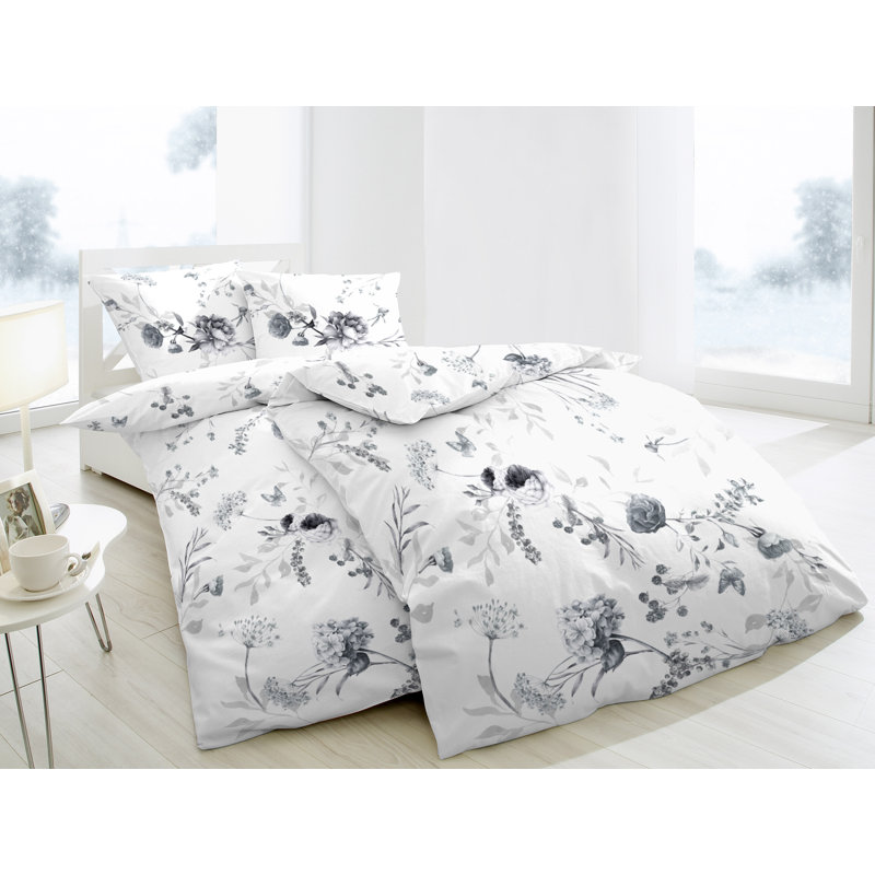 Earp Sateen Duvet Cover Set, 155cm W x 220cm L - 1 pillow 80 x 80cm, White