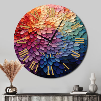 Colorful Forest Harmoney Forest II - Abstract Golden Face Wall Clock
