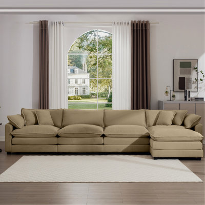 Velours côtelé moderne: 4 places avec repose-pieds, repose-pieds confortable et rembourré: oreillers inclus, pour la maison, le bureau, facile à assembler