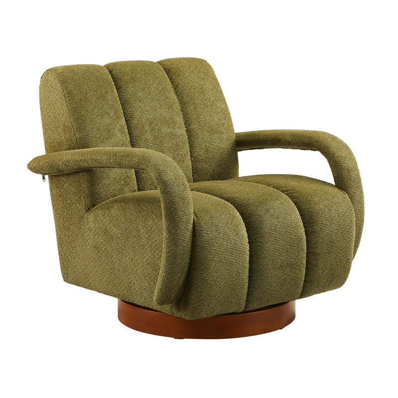 Swivel Upholstered Accent Armchair, Green