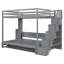 Lit superposé double au dessus d'un lit double avec élévateur hydraulique, bureau caché et escalier de rangement, lit mural peu encombrant, gris