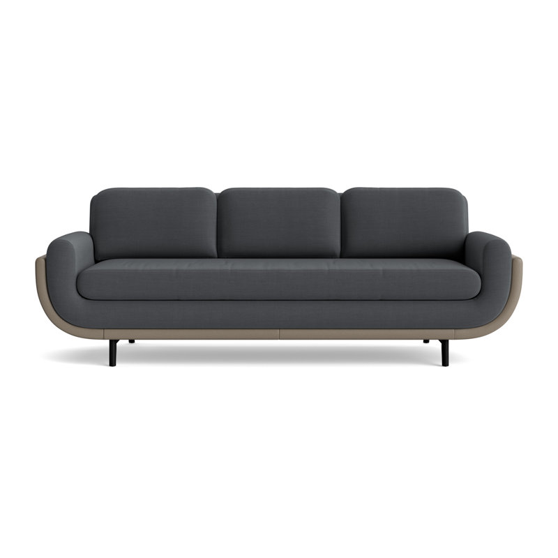 Regatta 90 Sofa, Performance Linen-Charcoal/GreenwichLeather-Pewter, Black