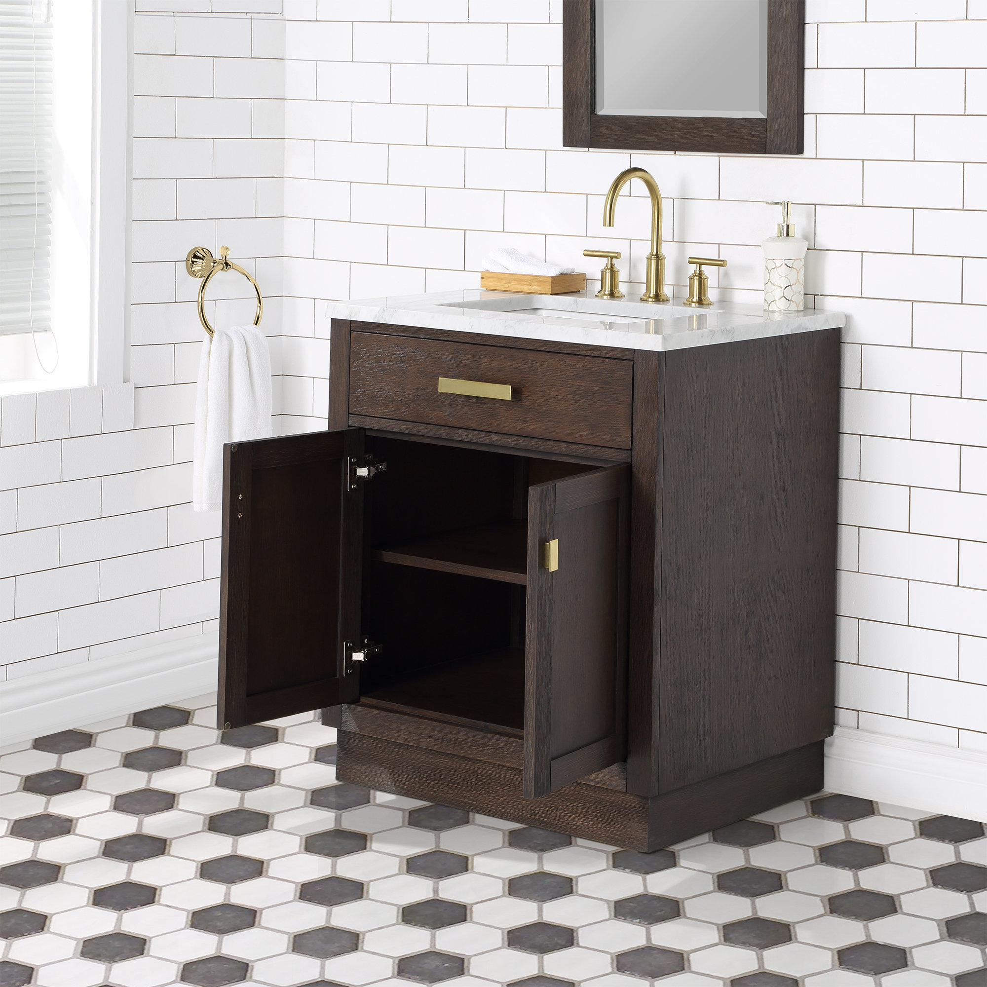 Breshey Single Bathroom Vanity, 30"W x 21.6"D x 34.2"H, Brown