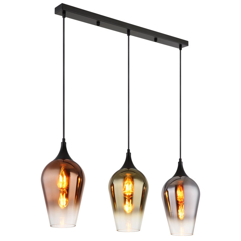 Wanakah 3 - Light Matte Black Pendant, Copper-coloured