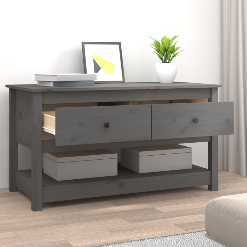 Kolk Solid Wood Solid Coffee Table with Storage, Grey
