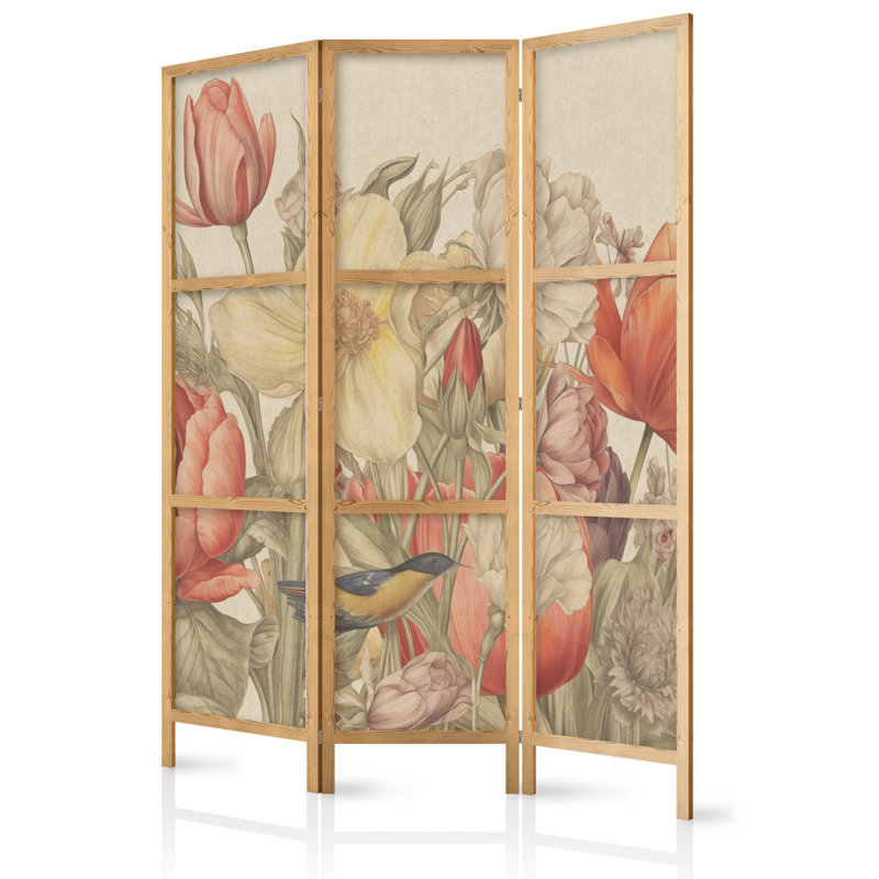 171cm H Solid Wood Folding Room Divider, 171cm H x 135cm W x 1.2cm D, 3