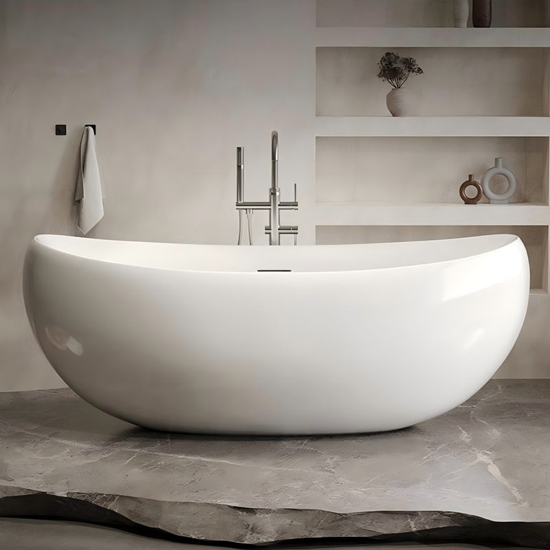 57.09"x33.46"Acrylic One-piece Seamless Freestanding Bathtub with Armrests
