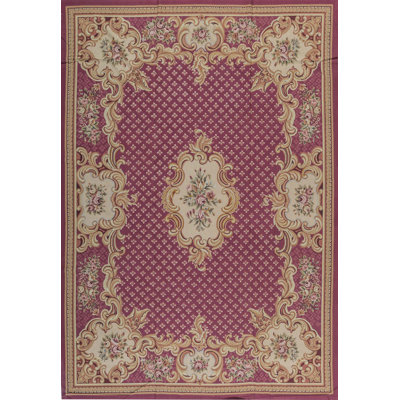 Tapis rouge et beige noué à la main de haute qualité