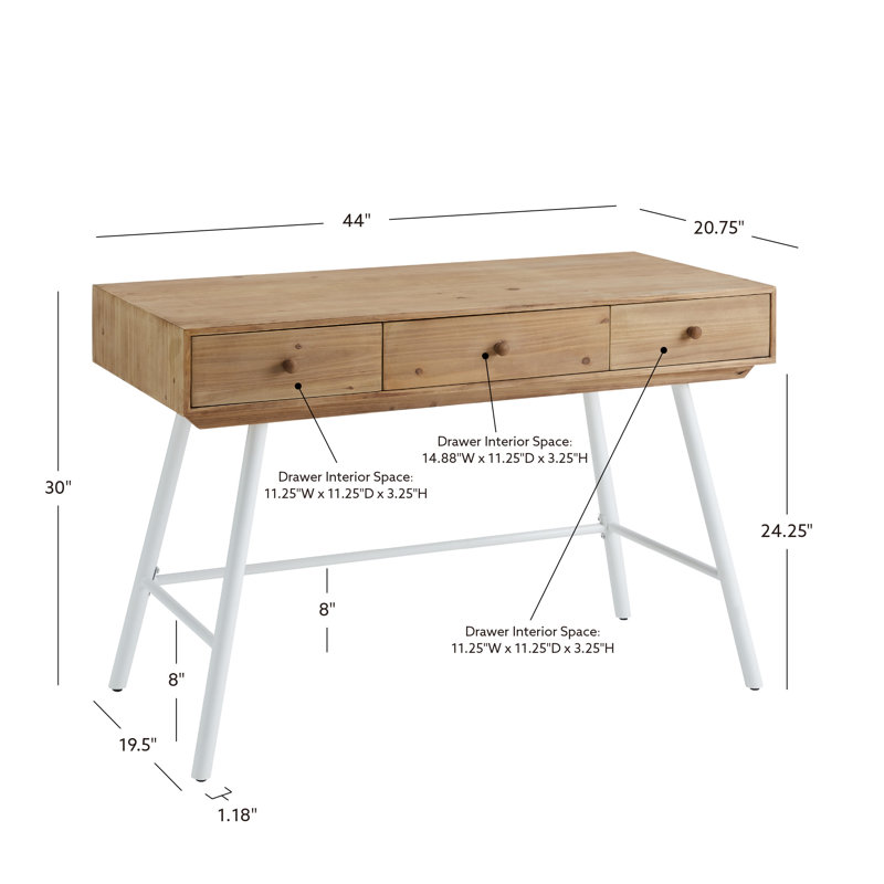 Guercio Wood and Metal Writing Desk, White