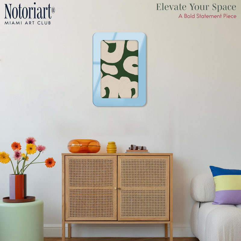 Cadre mural en acrylique gaucher par NOTORIART, H 27,5 po x l 19,5 po, Bleu clair, Arrondi