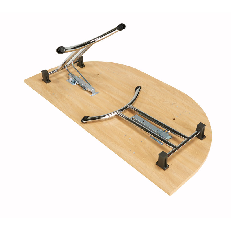 Buariki Half-circle 4 Person 160cm L Modular Training Table, Chrome, Oak