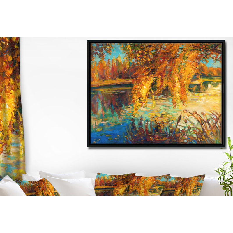 «Autumn Forest and Sky», reproduction de peinture à l'huile sur toile tendue encadrée, H 30 po x l 40 po x P 1,5 po
