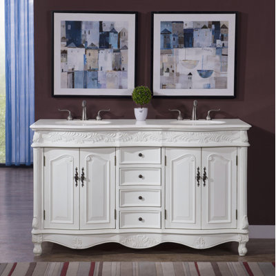 Mannie 60'' Double Bathroom Vanity with Engineered Marble Top