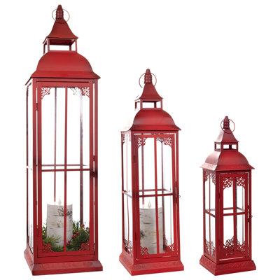 3 Piece Tall Metal Lantern Set