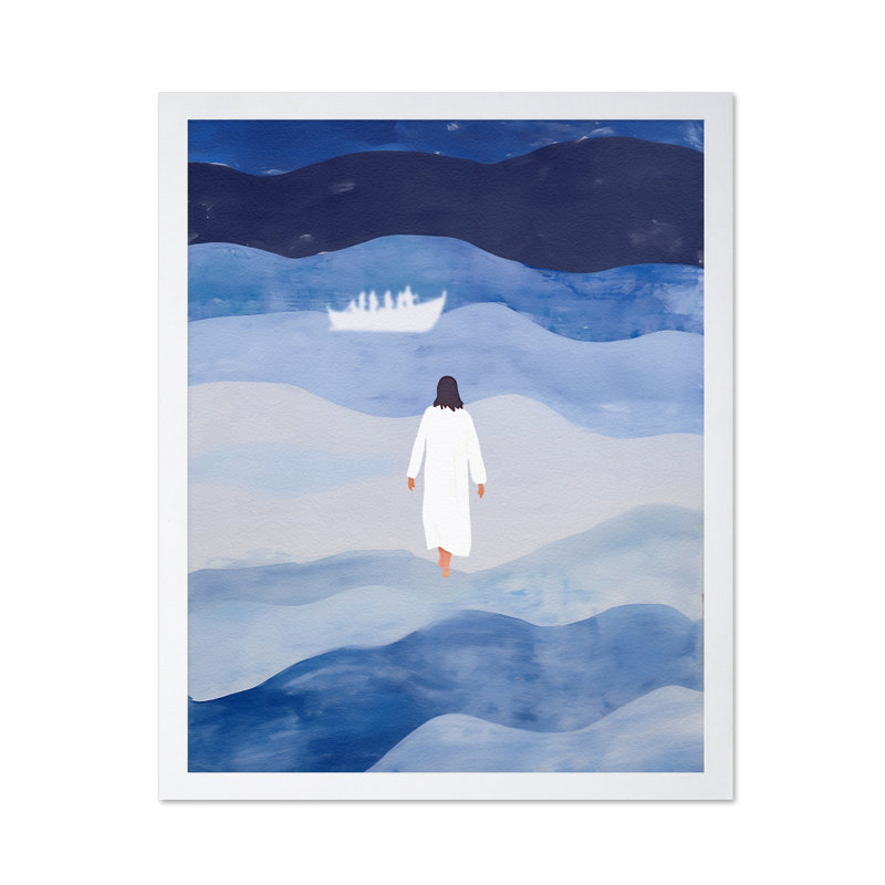 Marcher sur l'eau, Affiche, H 12 po x l 16 po, Encadrement blanc