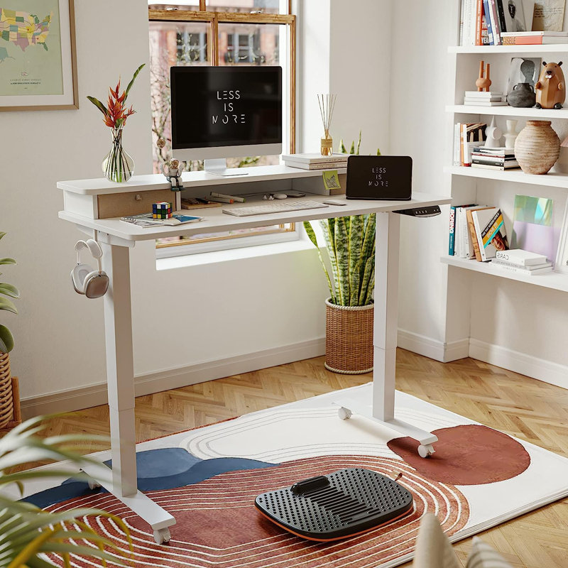 Bureau debout à hauteur ajustable Eliuth, Blanc, H 46 po x l 40 po x P 24 po