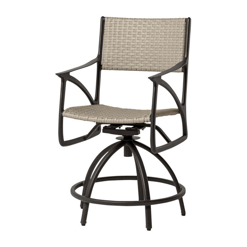 Amari Woven Swivel Rocking Balcony Stool, Mist, Carbon