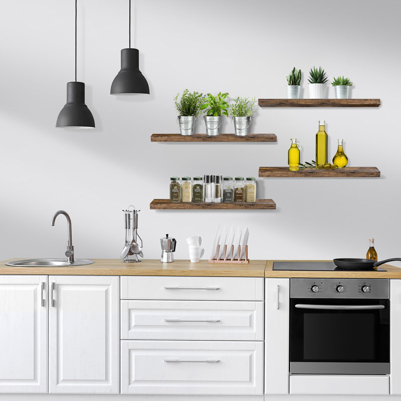  Floating Shelves with Invisible Mounting Set of 4, 9.25" H x 23.75" W x 2" D