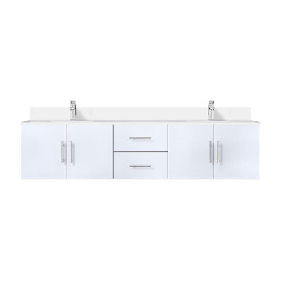 Glossy White Double Bath Vanity 80 In. W X 22 In. D, Cultured Marble Top, And Faucet Set