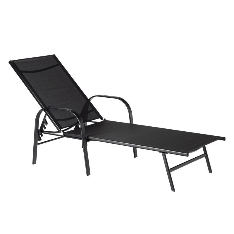 190cm Long Reclining Single Chaise, Black