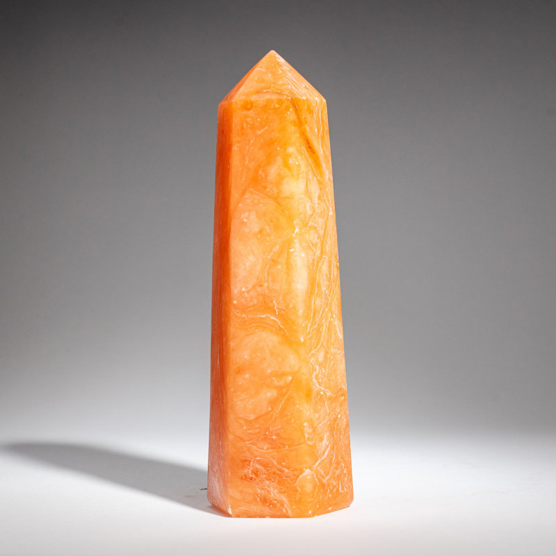 Genuine Polished Selenite Point from Morocco, Orange