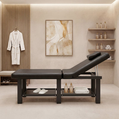 75" Professional Massage Table, Comfortable PU Leather Folding Table, Massage Bed With Adjustable Backrest And Head Pillow