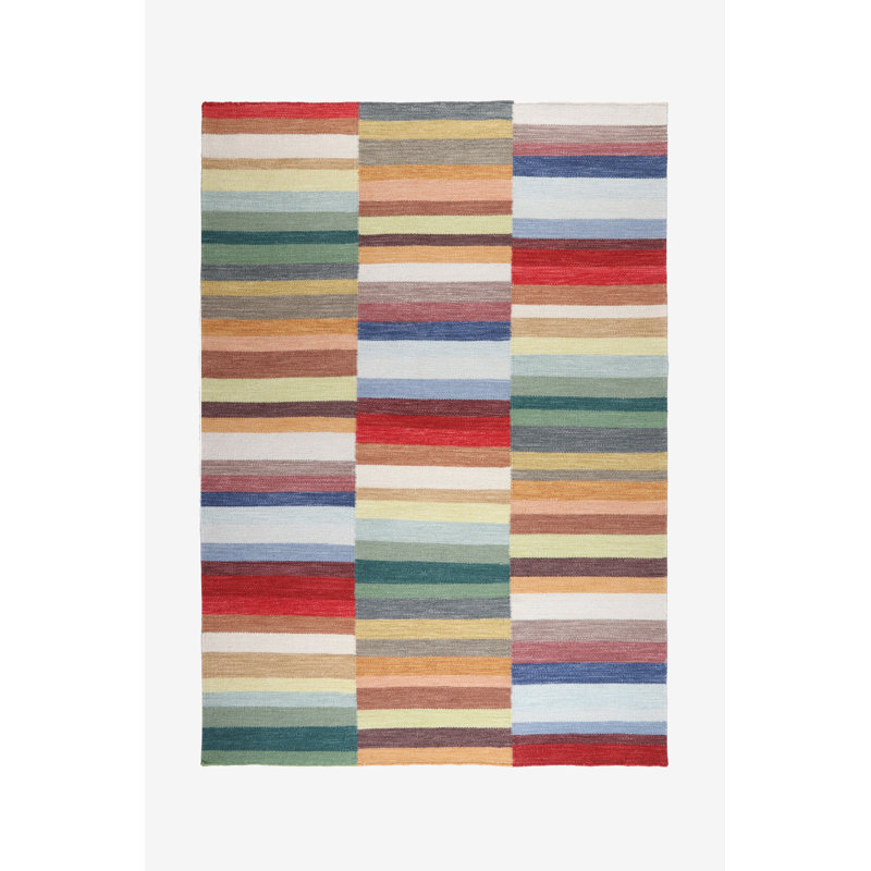 Mikenzi Striped Wool Hand Woven Area Rug, Rectangle 160 x 230cm