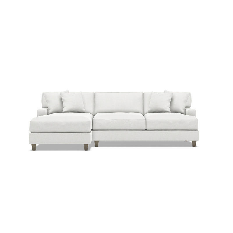 Mila 2-Piece Fabric Sectional, White Polyester Blend, Left Hand Facing, 33.5" H x 101" W x 61" D