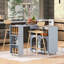 Îlot de cuisine roulant avec table allongée, îlot de cuisine sur roulettes avec lumières DEL-2078683679