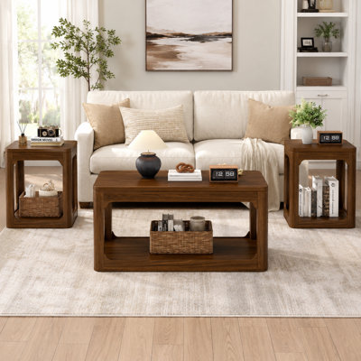 3-Piece Living Room Table Set with Coffee Table and End Tables