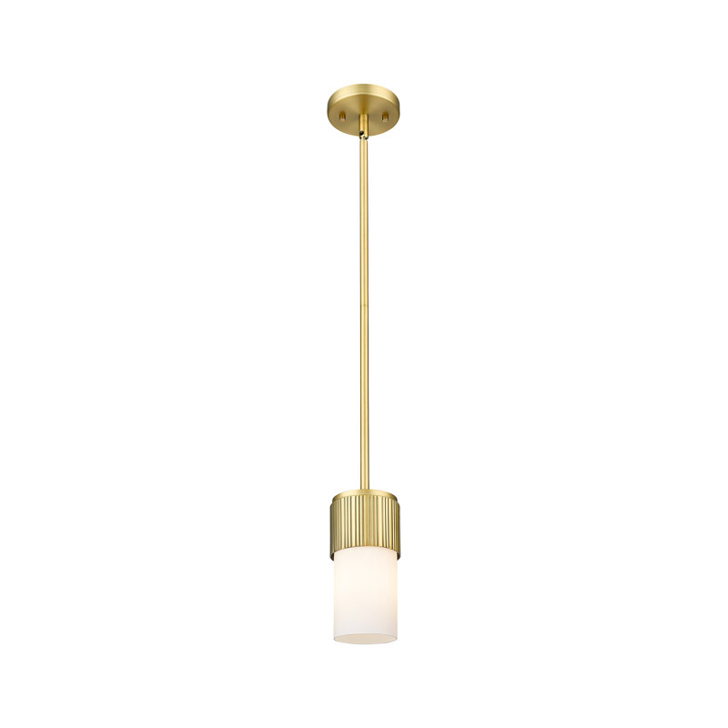 Maiza 1 - Light Single Drop Pendant Pendant, Brushed Brass, Matte White, 7" H x 4" W x 4" D