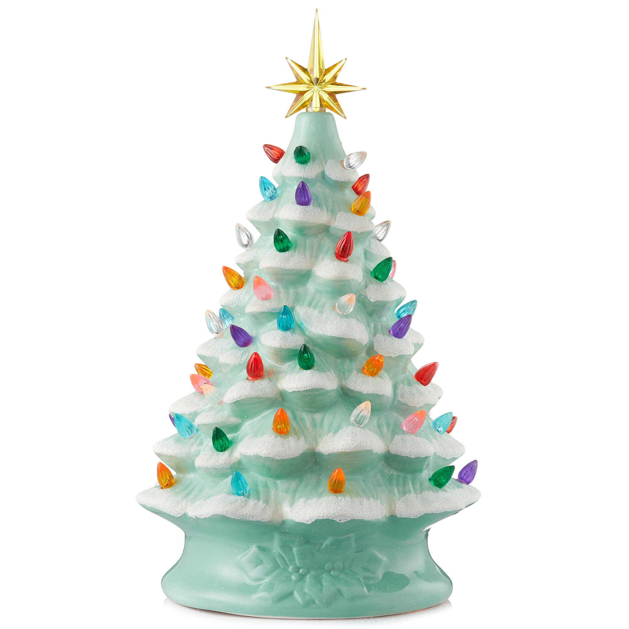 Casafield 15 quot Hand Painted Ceramic Christmas Tree Seafoam Pre Lit Tree