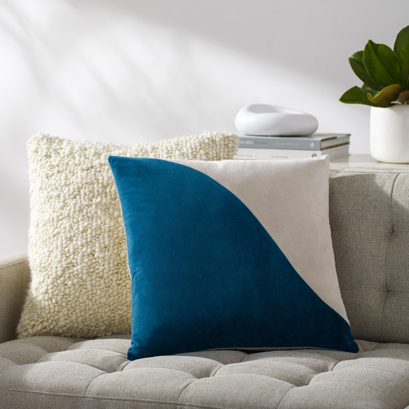 Coussin en coton Denny Edgar, H 20 po x l 20 po, Housse de coussin seulement - sans coussin, Bleu