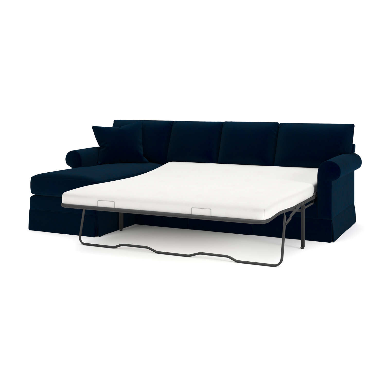 Friedman Sleeper Sectional with Chaise, Left Hand Facing, Bella Ink Blue Performance Velvet