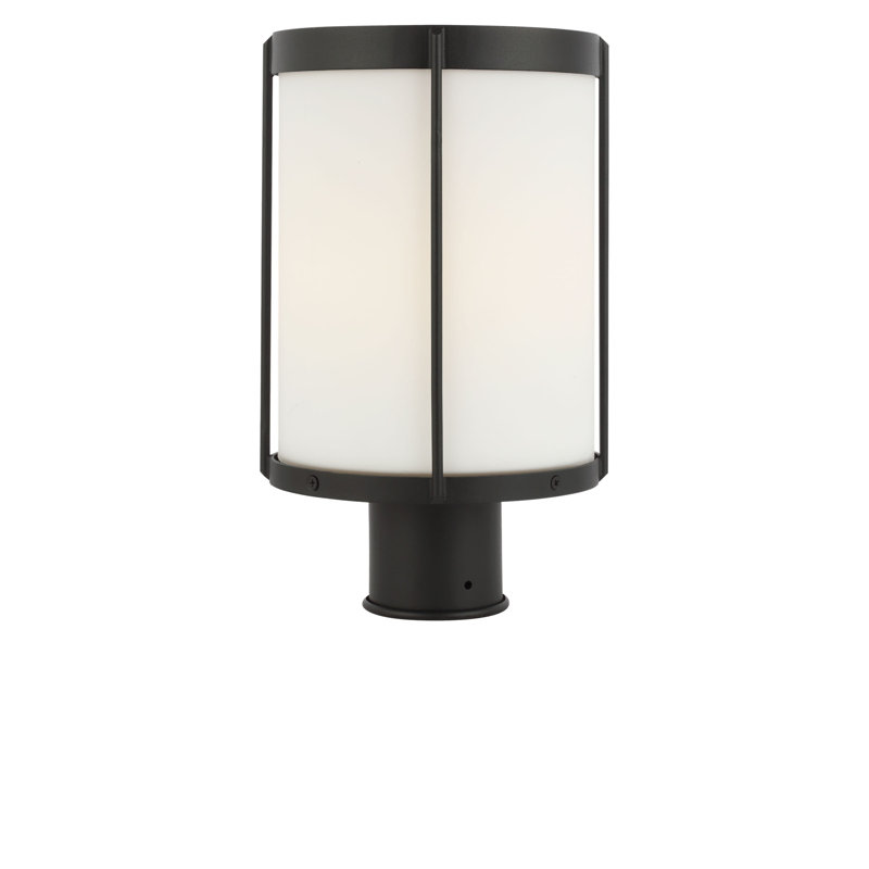 Luning 13 One Light Outdoor Post Lantern, No, Etched White Glass, Textured Black