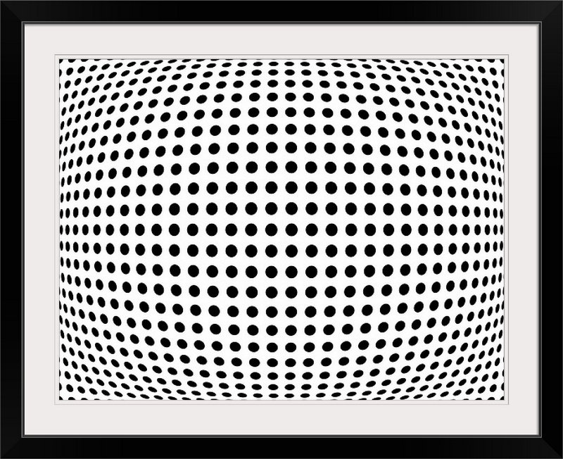 «Bulge Dots» par Froid, impression, H 26 po x l 32 po x P 1 po, Cadre noir